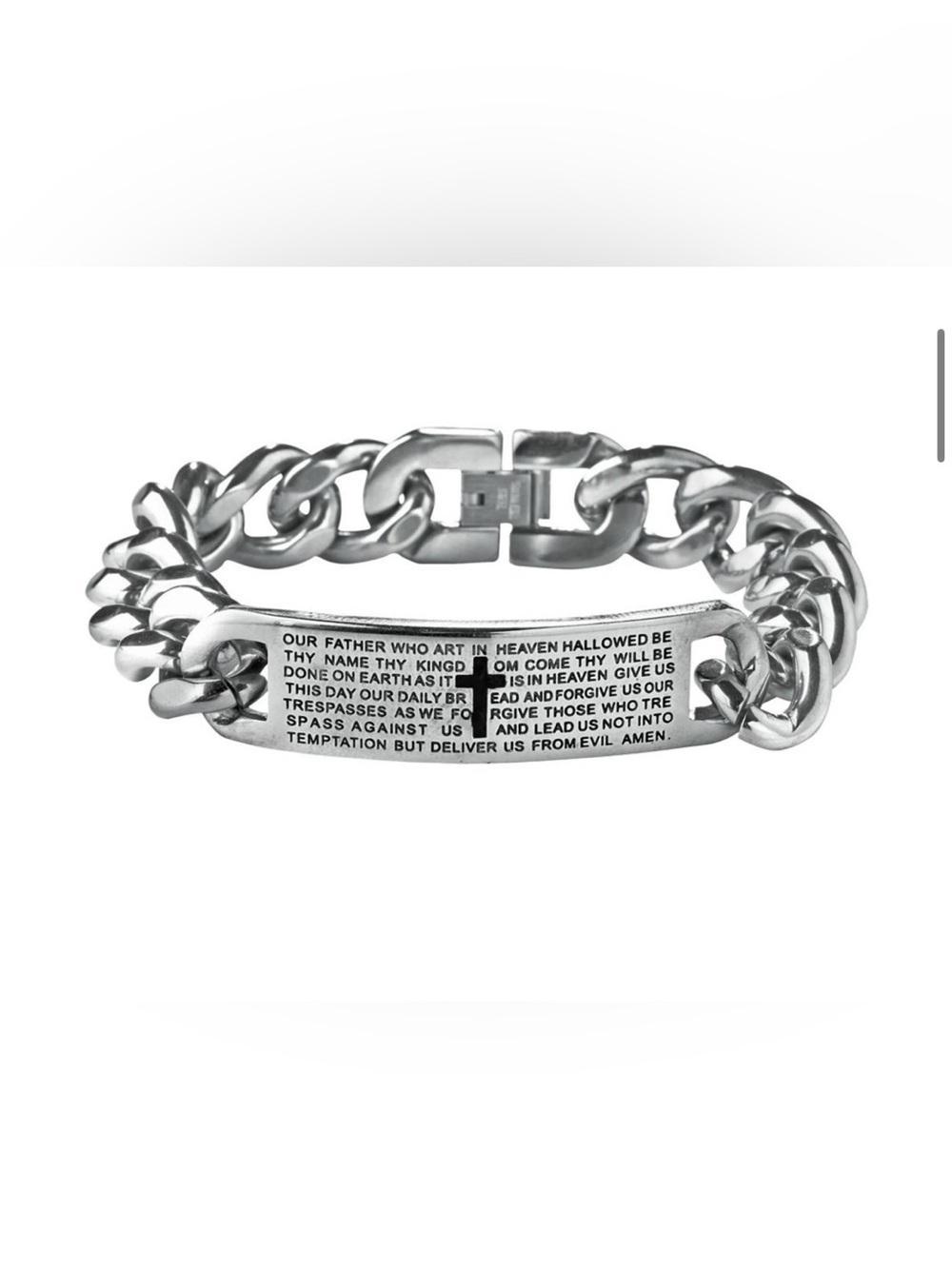 Lord's Prayer Stainless Steel Curb Bracelet